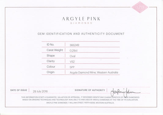 0.29ct Fancy Intense Purplish Pink Diamond, Oval Shape, VS2, Argyle & GIA