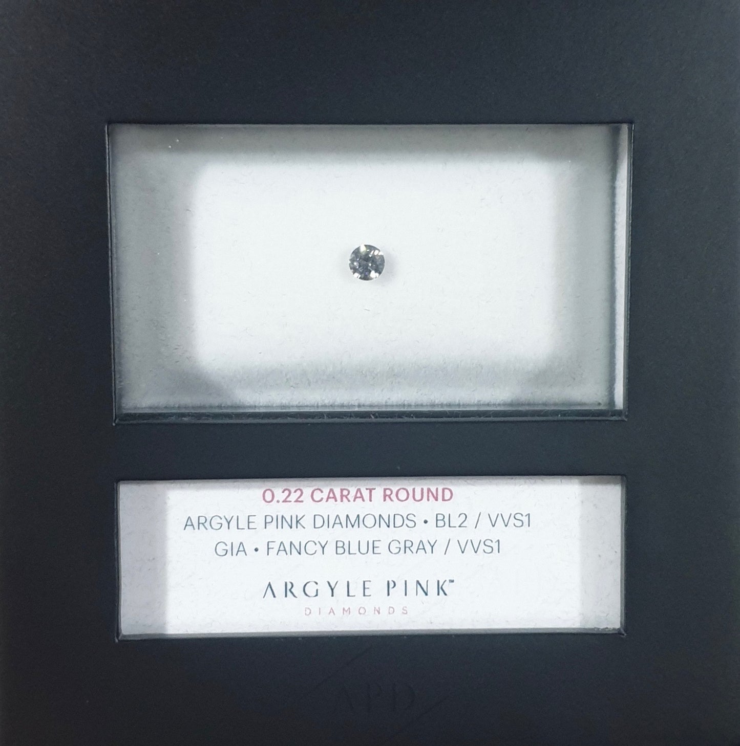 0.22ct Blue Grey Diamond, Round Shape, VVS1 Clarity