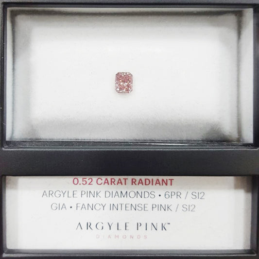 0.52ct Fancy Intense Pink Diamond, Radiant Shape, SI2, Argyle & GIA