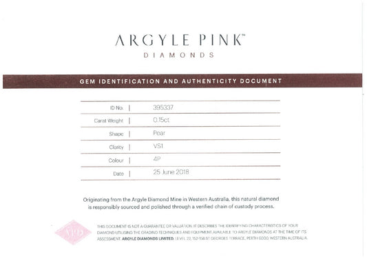 0.15ct Fancy Intense Purplish Pink Diamond, Pear Shape, VS2, Argyle & GIA