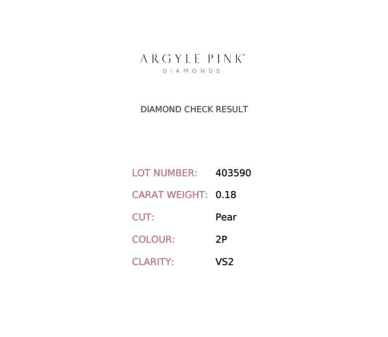 0.18ct Pink Diamond, Pear Shape, VS2 Clarity
