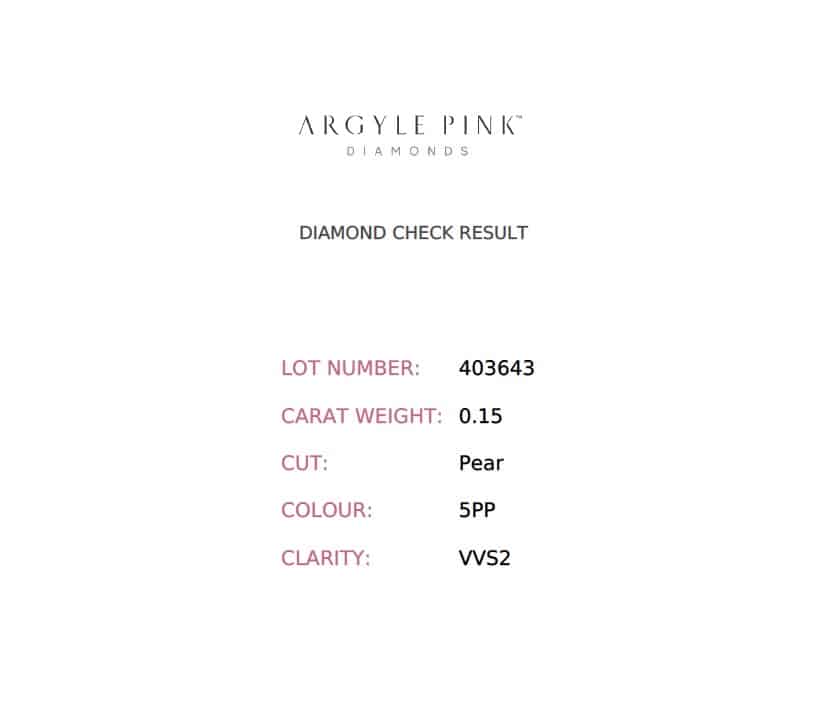 0.15ct Purplish Pink Diamond, Pear Shape, VVS2, Argyle