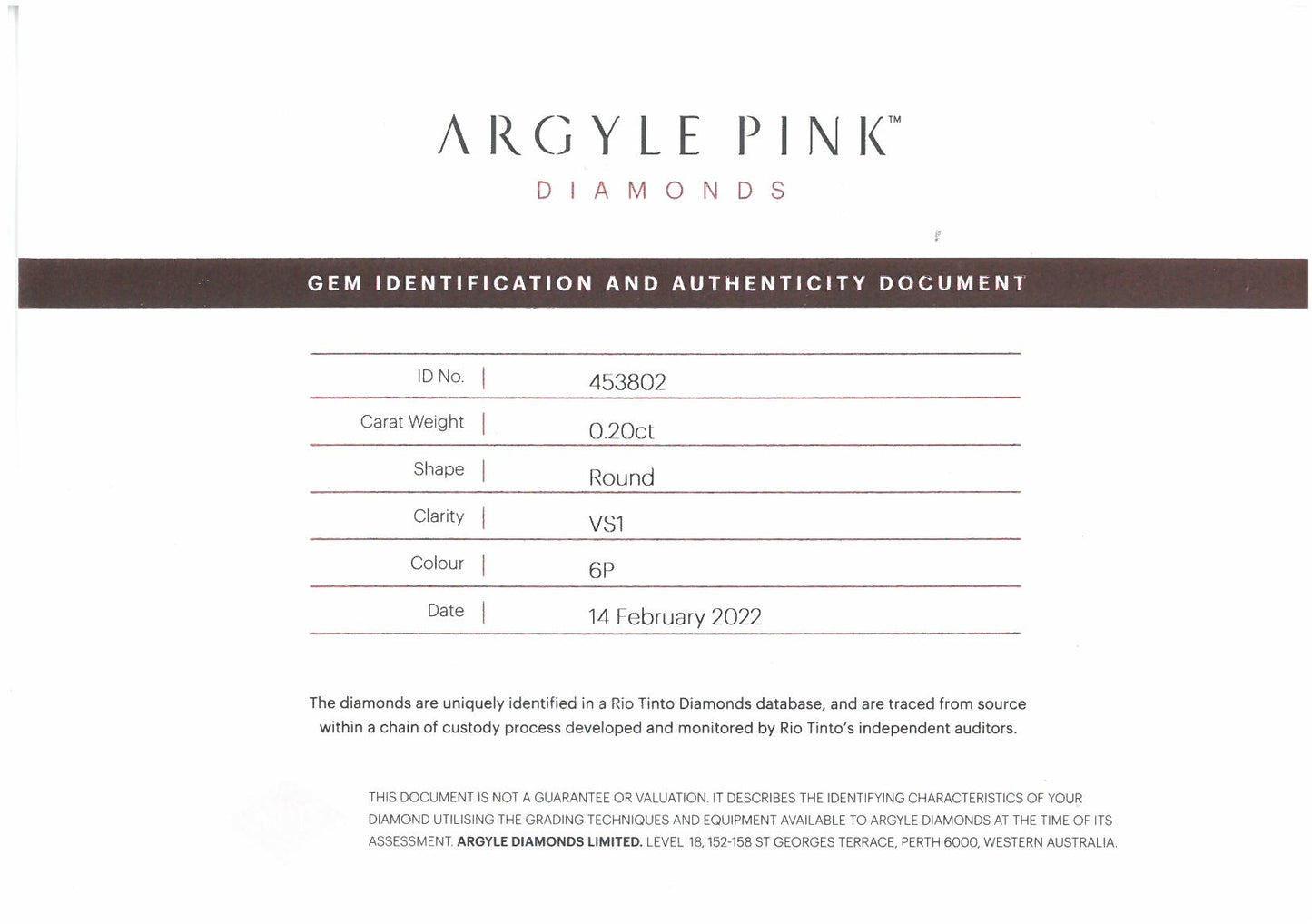 0.2ct Pink Diamond, Round Shape, VS1, Argyle