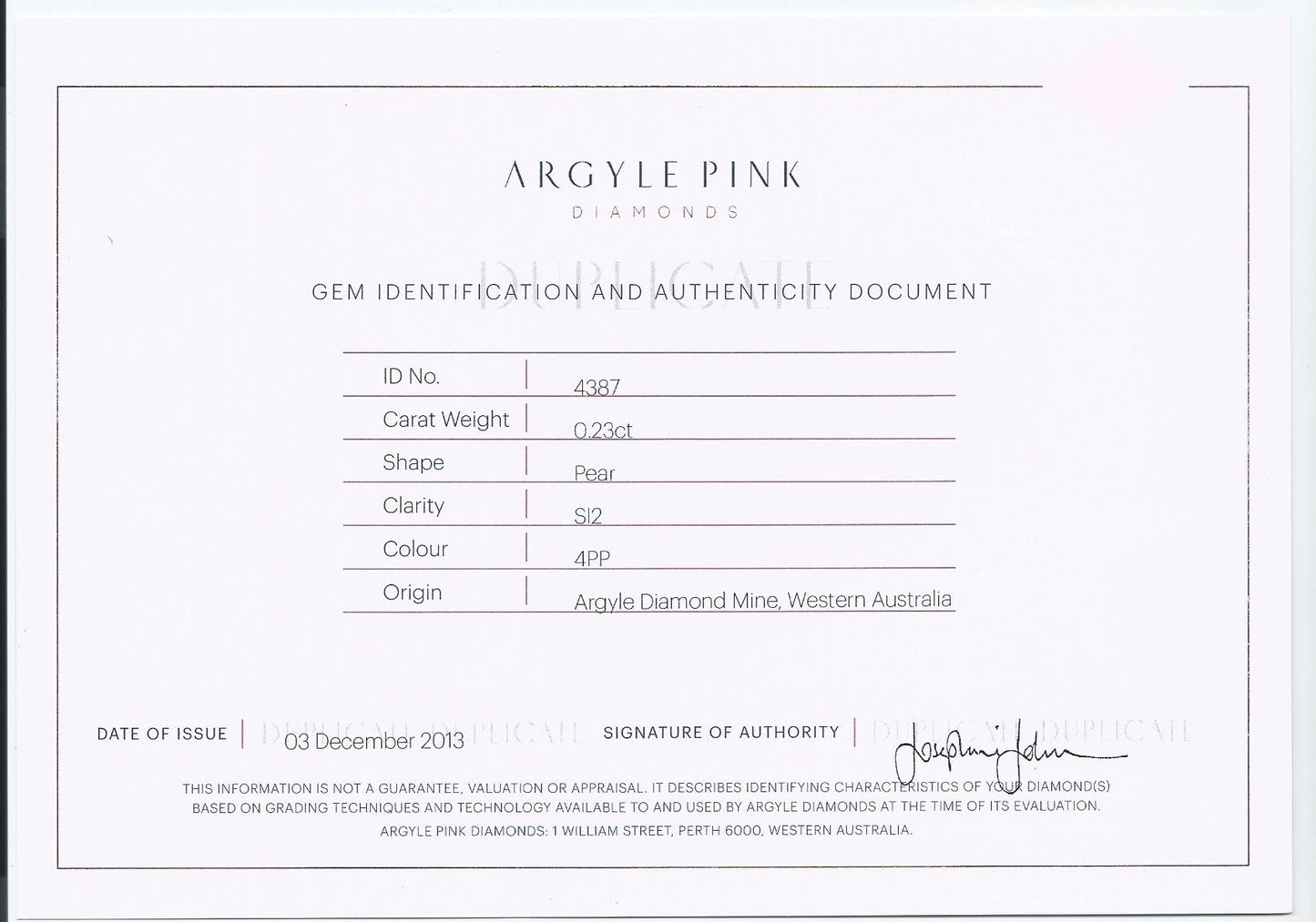 0.23ct Purplish Pink Diamond, Pear Shape, SI2 Clarity