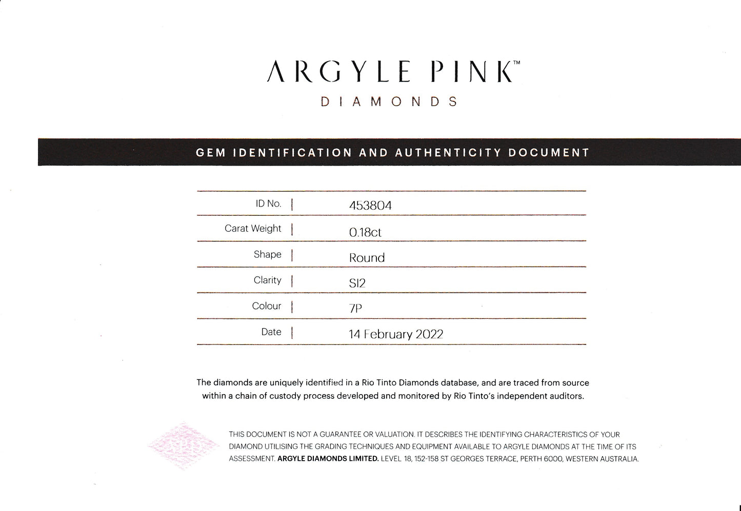 0.18ct Pink Diamond, Round Shape, SI2, Argyle