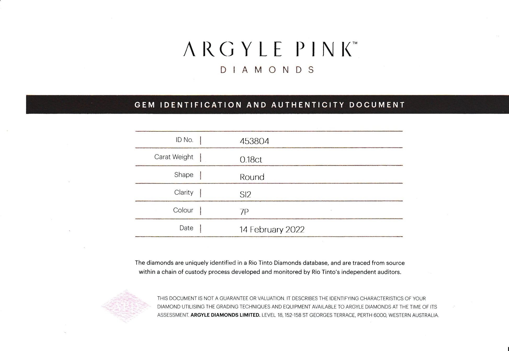 0.18ct Pink Diamond, Round Shape, SI2, Argyle