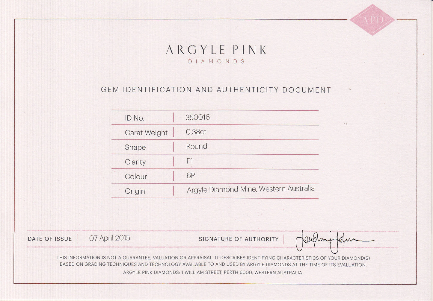 0.38ct Fancy Purplish Pink Diamond, Round Shape, P1, Argyle & GIA
