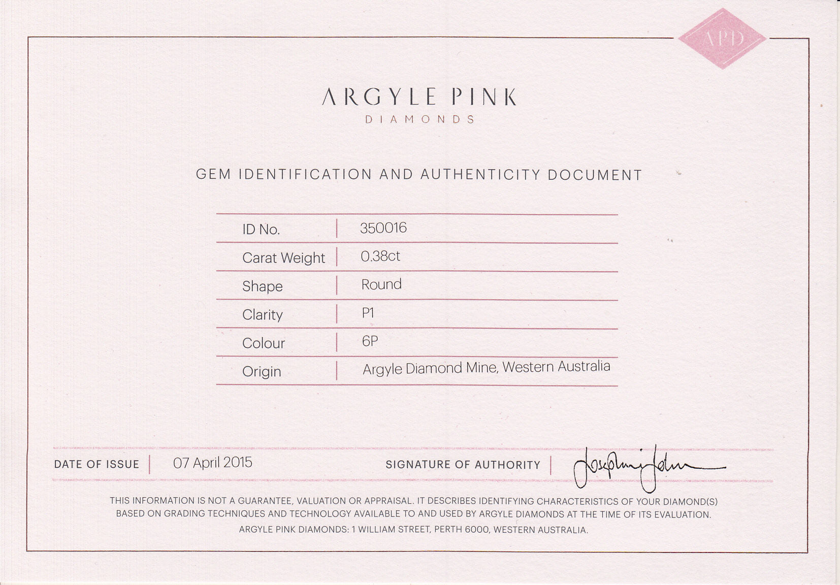 0.38ct Fancy Purplish Pink Diamond, Round Shape, P1, Argyle & GIA