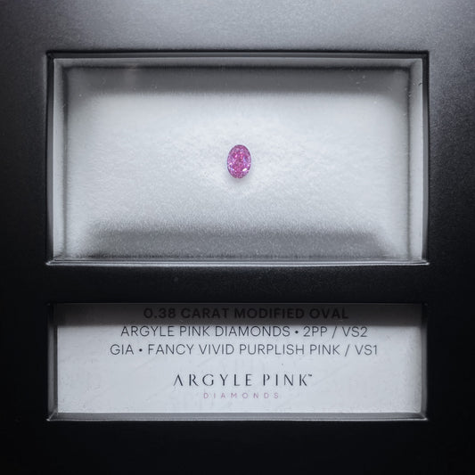 0.38ct Fancy Vivid Purplish Pink Diamond, Oval Shape, VS1, Argyle & GIA