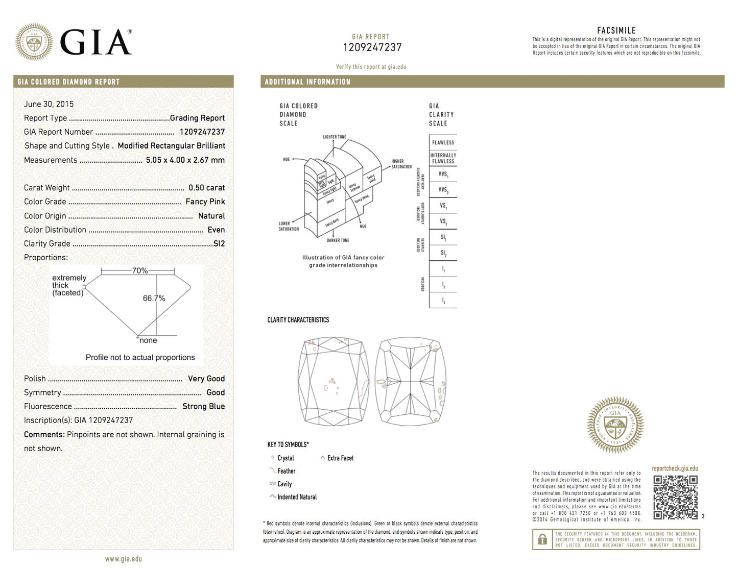 0.5ct Pink Diamond, Cushion Shape, SI2 Clarity