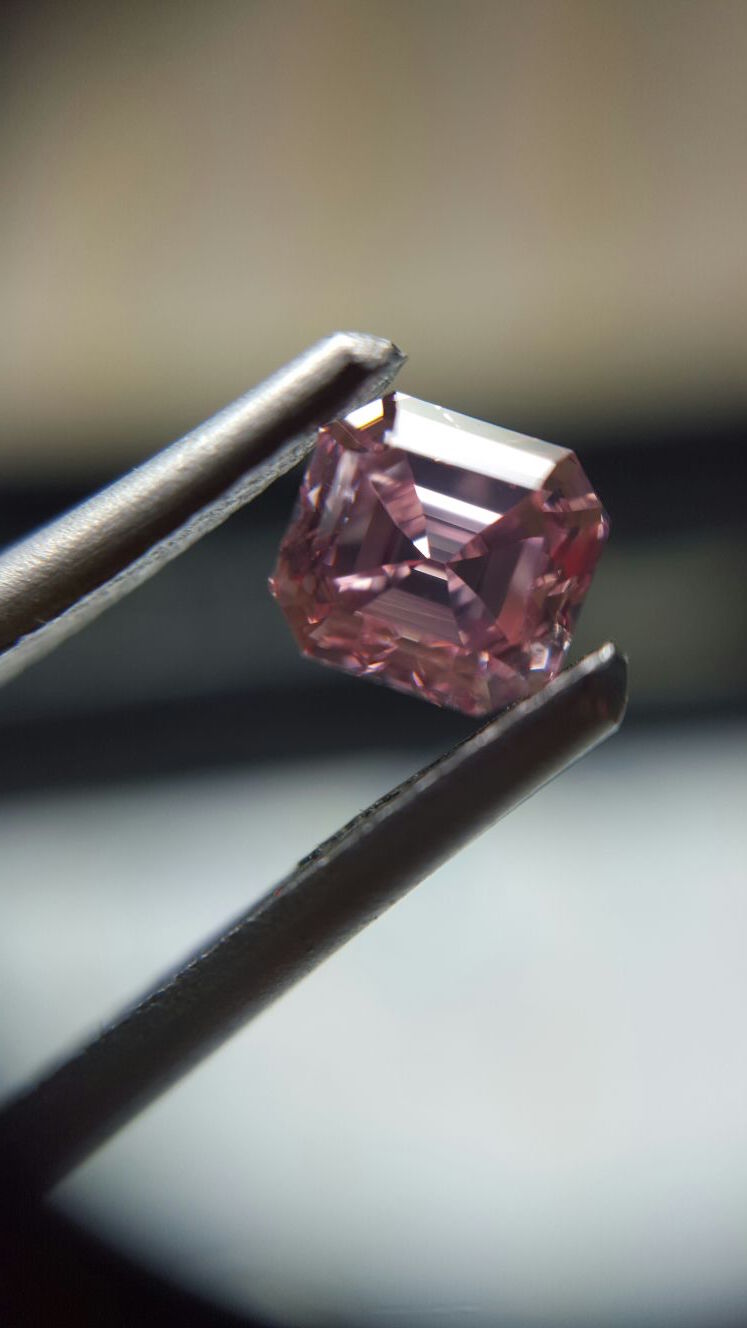 0.61ct Purplish Pink Diamond, Emerald Shape, VS1 Clarity