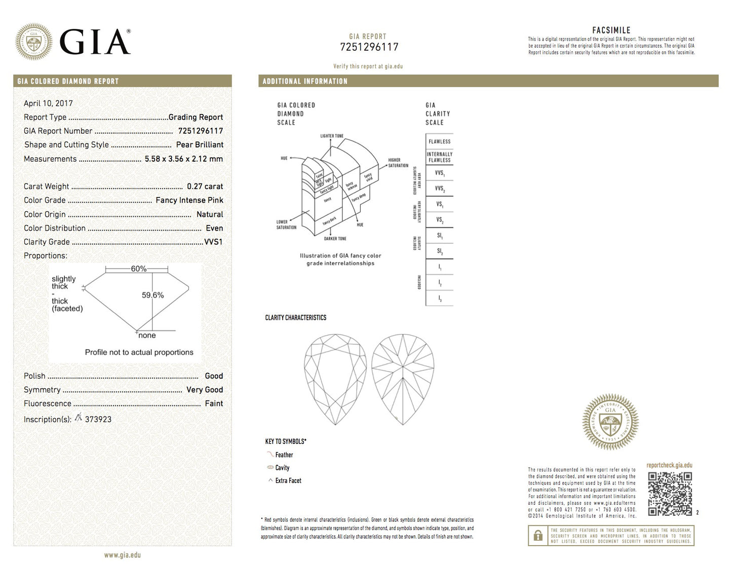 0.27ct Pink Rosé Diamond, Pear Shape, VVS1 Clarity