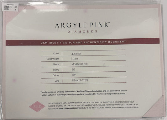 0.51ct Fancy Purplish Pink Diamond, Oval Shape, SI1, Argyle & GIA