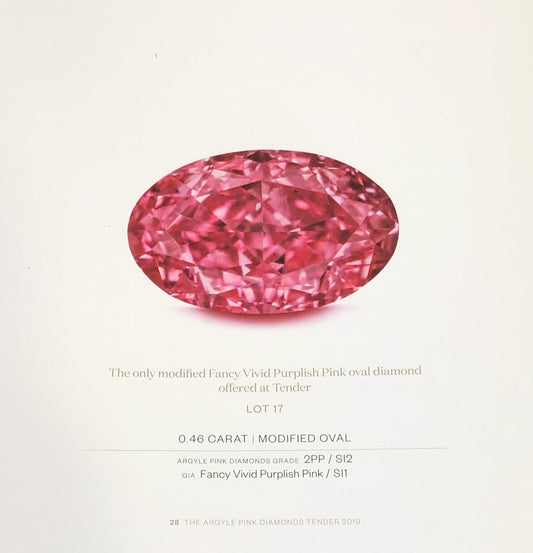 0.46ct Fancy Vivid Purplish Pink Diamond, Oval Shape, SI1, Argyle & GIA