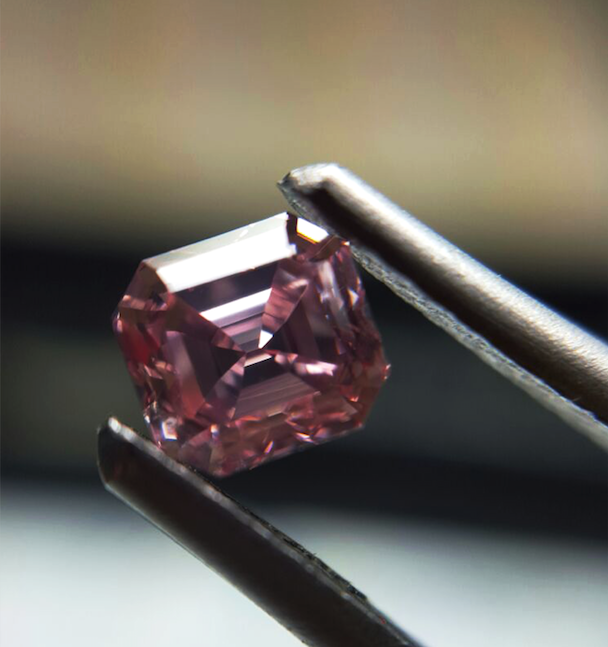 0.61ct Purplish Pink Diamond, Emerald Shape, VS1 Clarity