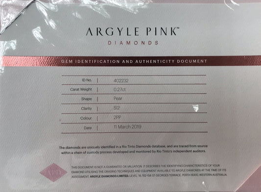0.27ct Fancy Vivid Pink Diamond, Pear Shape, VS2, Argyle & GIA