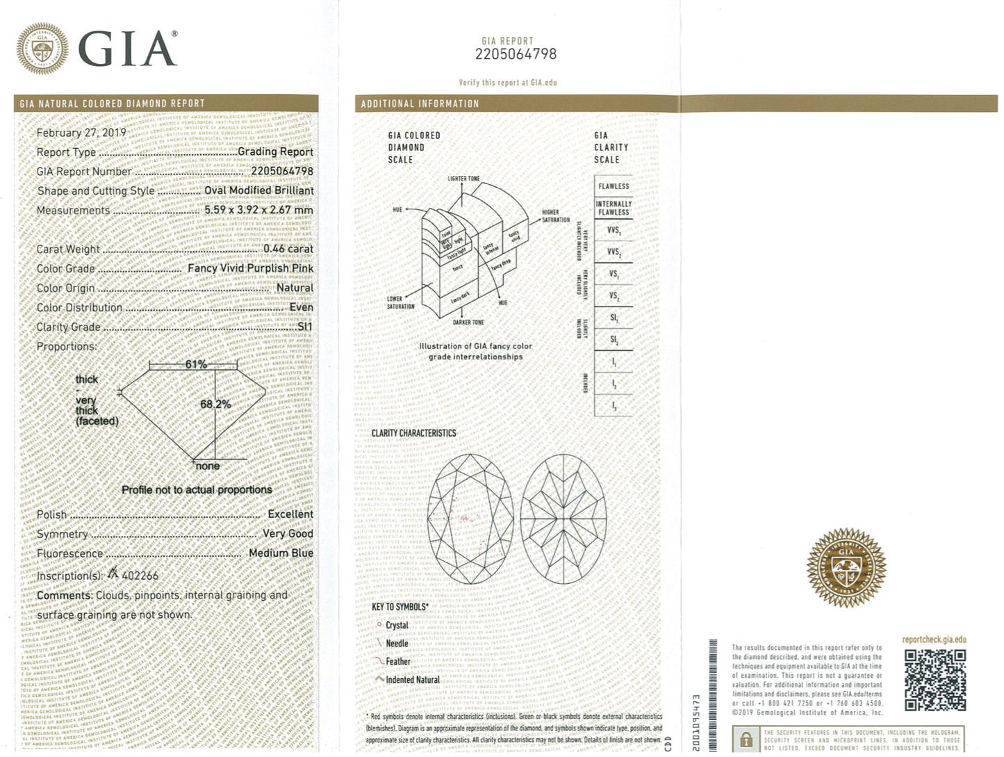 0.46ct Fancy Vivid Purplish Pink Diamond, Oval Shape, SI1, Argyle & GIA