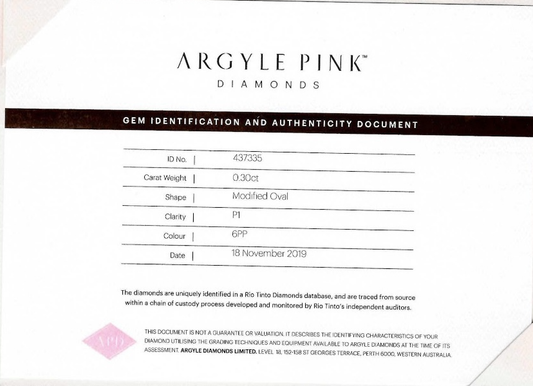 0.3ct Fancy Intense Purplish Pink Diamond, Oval Shape, SI2, Argyle & GIA