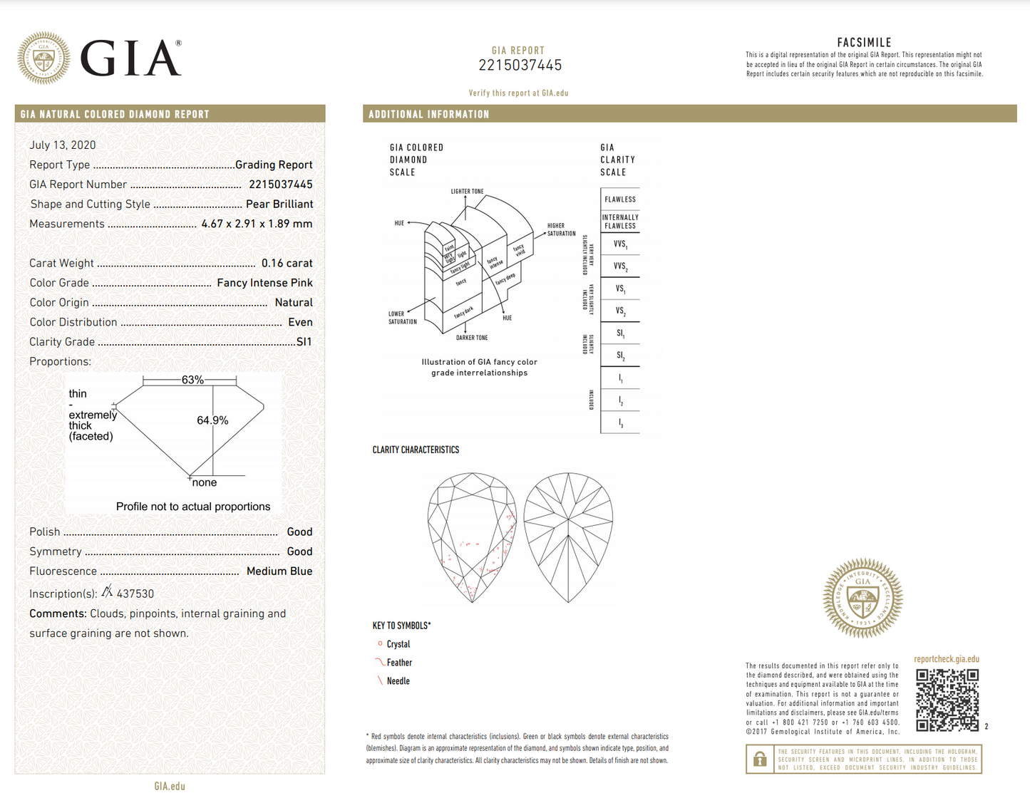 0.15ct Pink Rosé Diamond, Pear Shape, SI1 Clarity