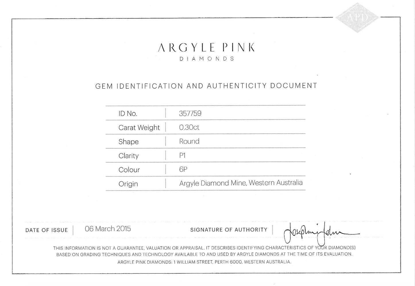 0.3ct Pink Diamond, Round Shape, P1 Clarity