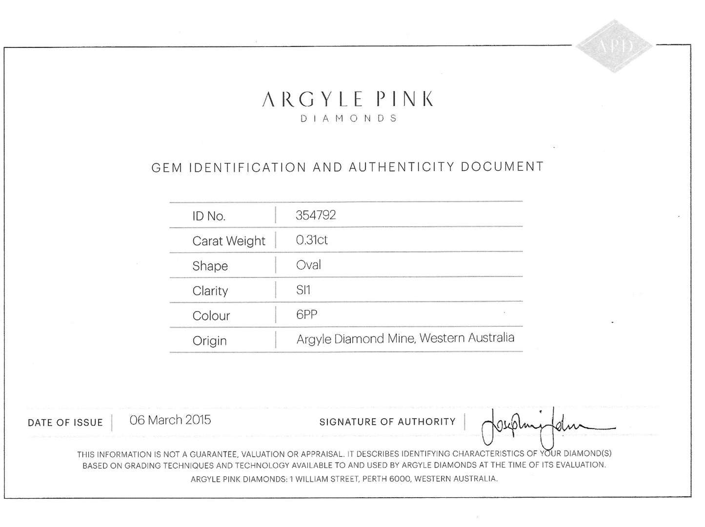 0.31ct Purplish Pink Diamond, Oval Shape, SI1, Argyle