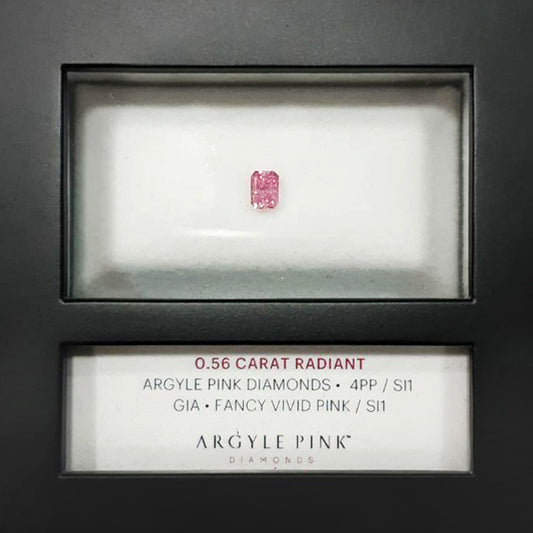 0.56ct Fancy Vivid Pink Diamond, Radiant Shape, SI1, Argyle & GIA