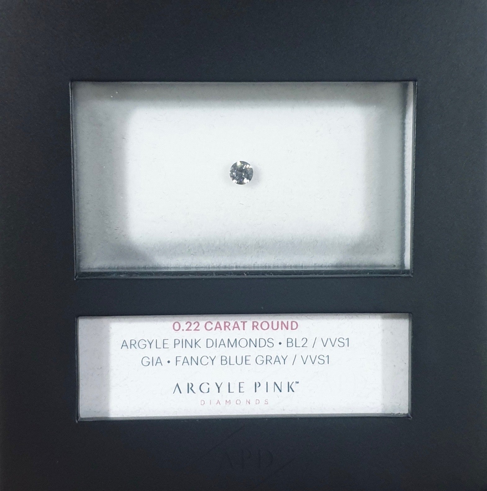0.22ct Blue Grey Diamond, Round Shape, VVS1 Clarity