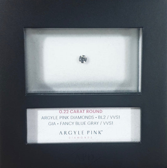 0.22ct Blue Grey Diamond, Round Shape, VVS1 Clarity