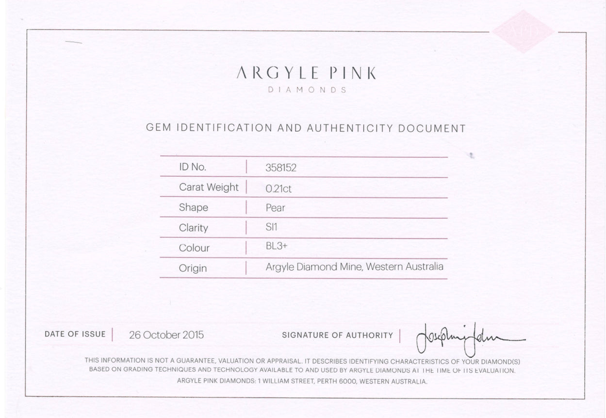 0.21ct Fancy Grayish Blue Diamond, Pear Shape, SI1, Argyle & GIA