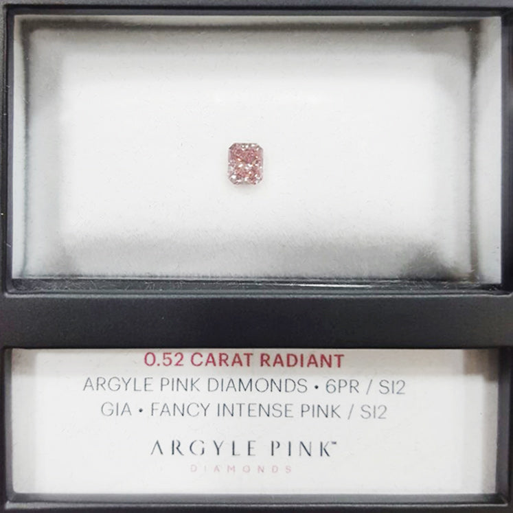 0.52ct Fancy Intense Pink Diamond, Radiant Shape, SI2, Argyle & GIA