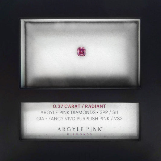 0.37ct Purplish Pink Diamond, Radiant Shape, VS2 Clarity
