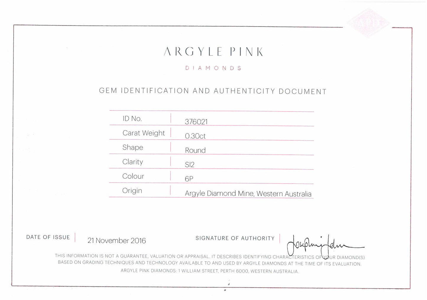 0.3ct Pink Diamond, Round Shape, SI2 Clarity