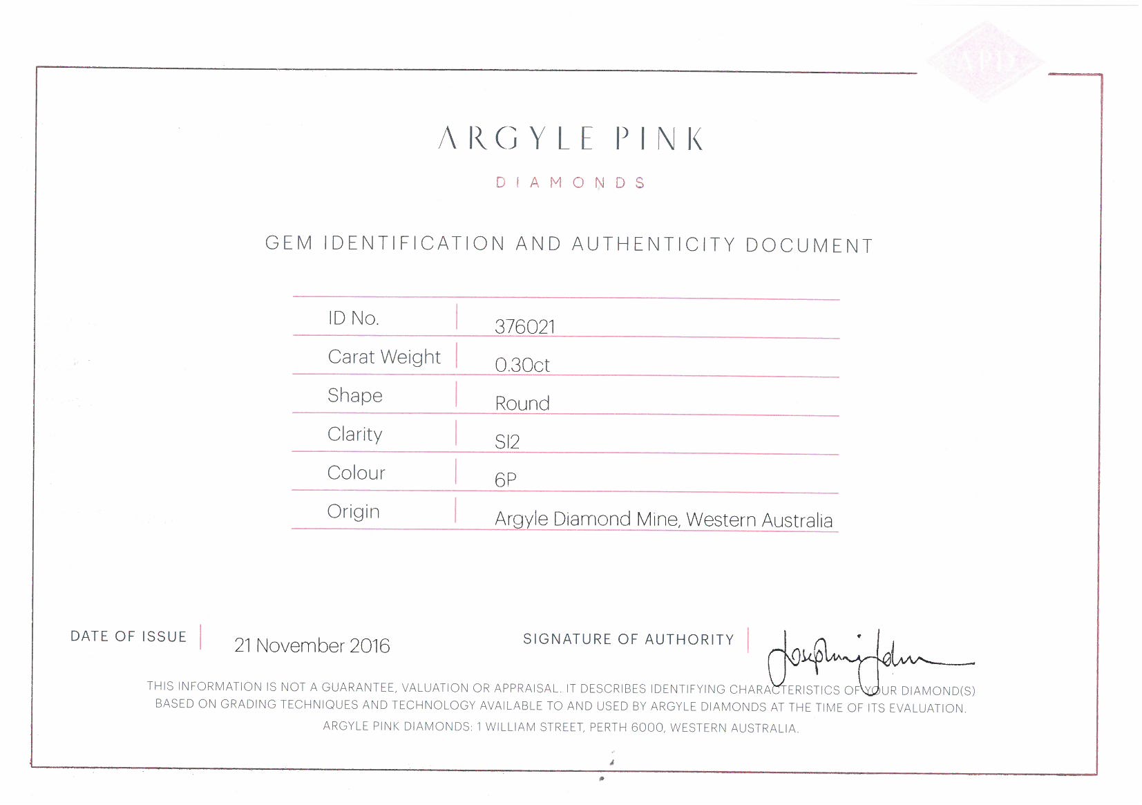 0.3ct Pink Diamond, Round Shape, SI2 Clarity
