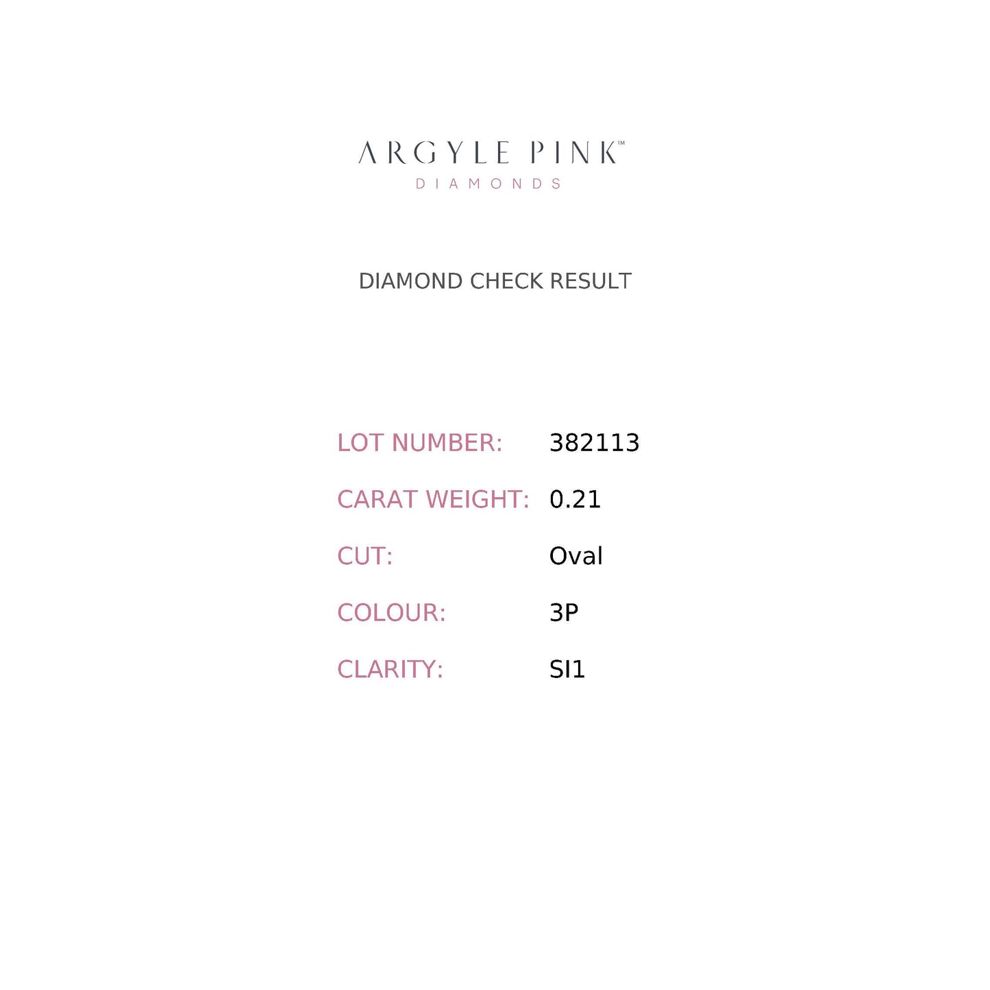 0.21ct Pink Diamond, Oval Shape, SI1 Clarity