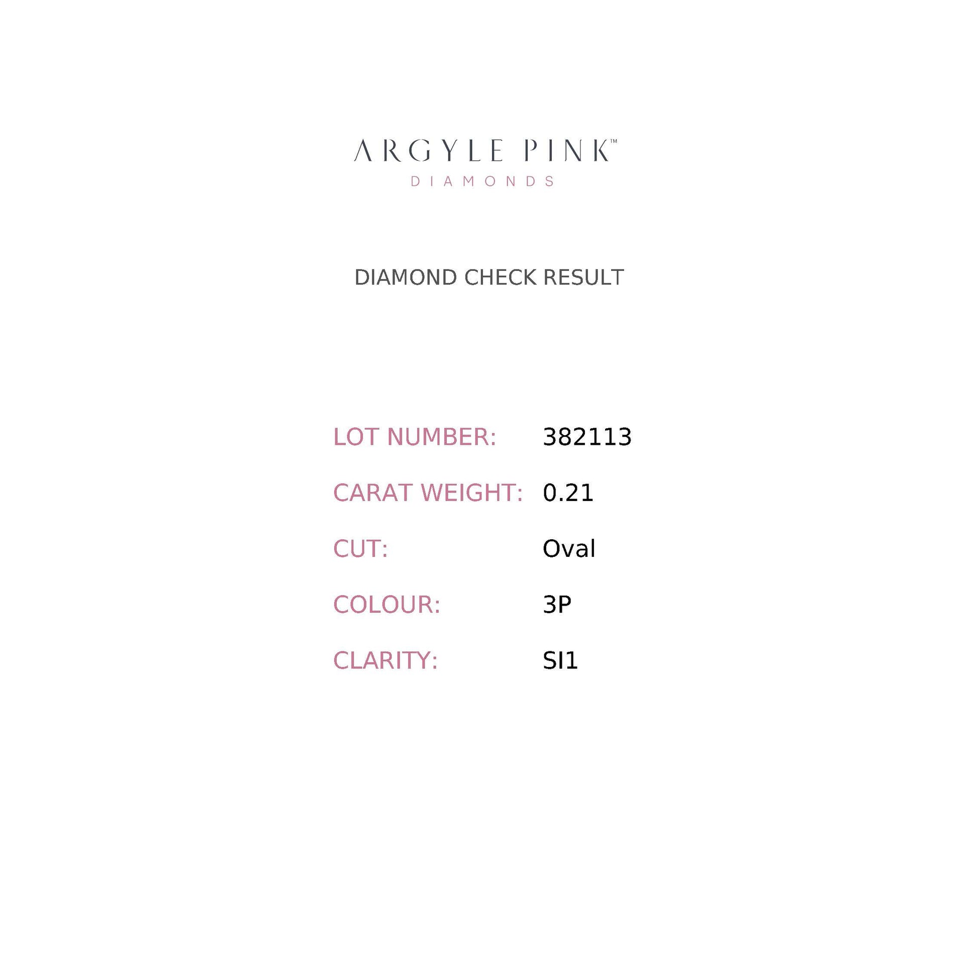 0.21ct Pink Diamond, Oval Shape, SI1 Clarity