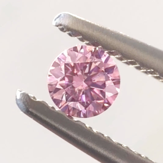 0.09ct Purplish Pink Diamond, Round Shape, SI2 Clarity