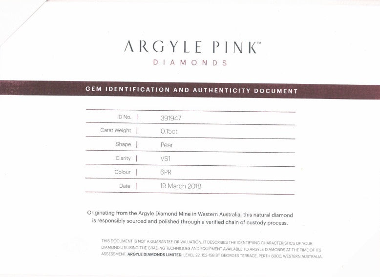 0.30 Carat Fancy Pink Pear Argyle Diamonds