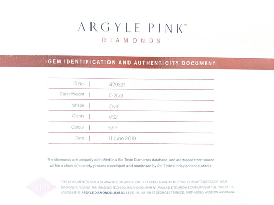 0.2ct Fancy Intense Purplish Pink Diamond, Oval Shape, VS1, Argyle & GIA