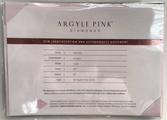0.2ct Pink Diamond, Oval Shape, SI1 Clarity