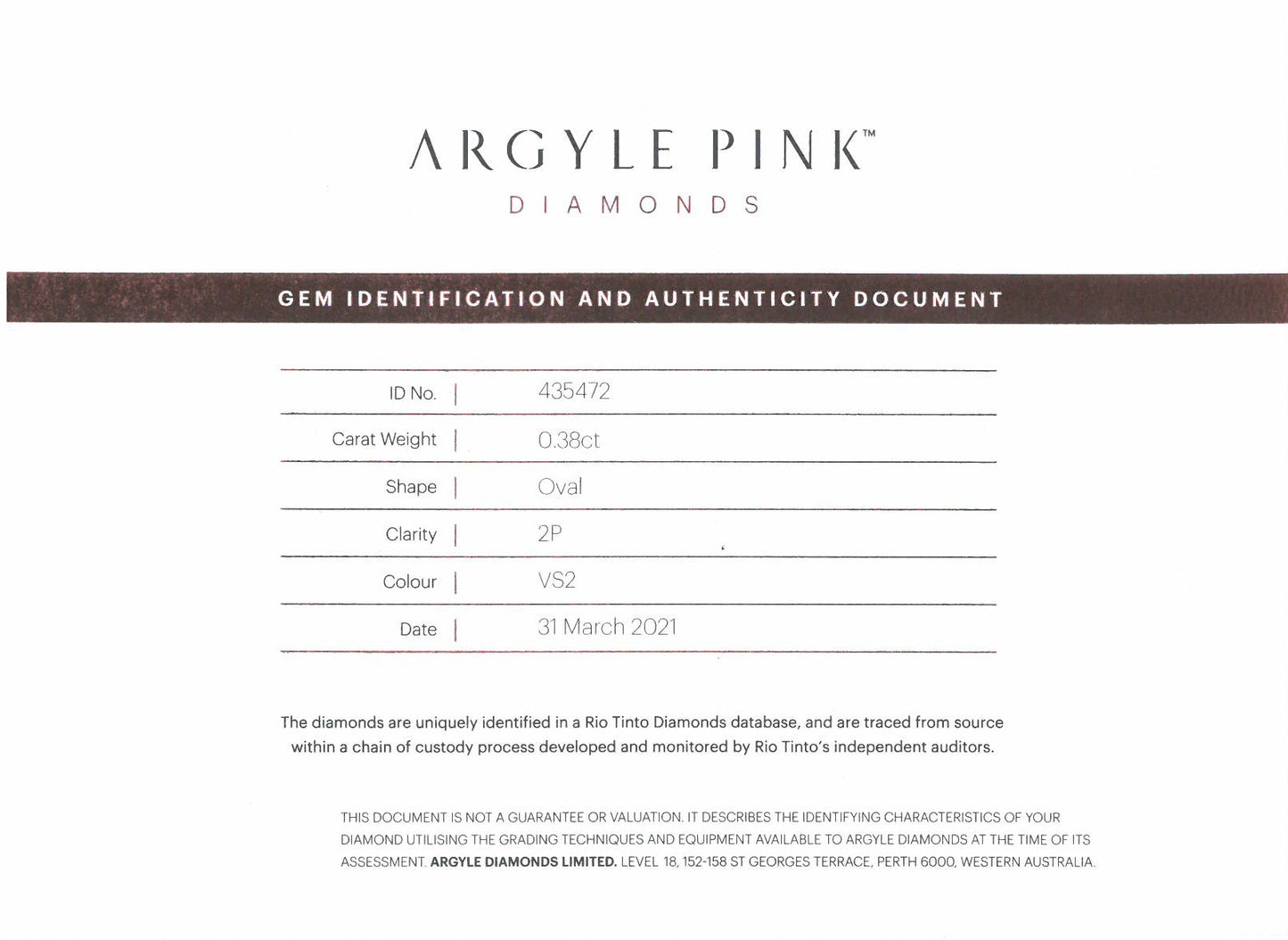 0.38ct Pink Diamond, Oval Shape, VS2 Clarity
