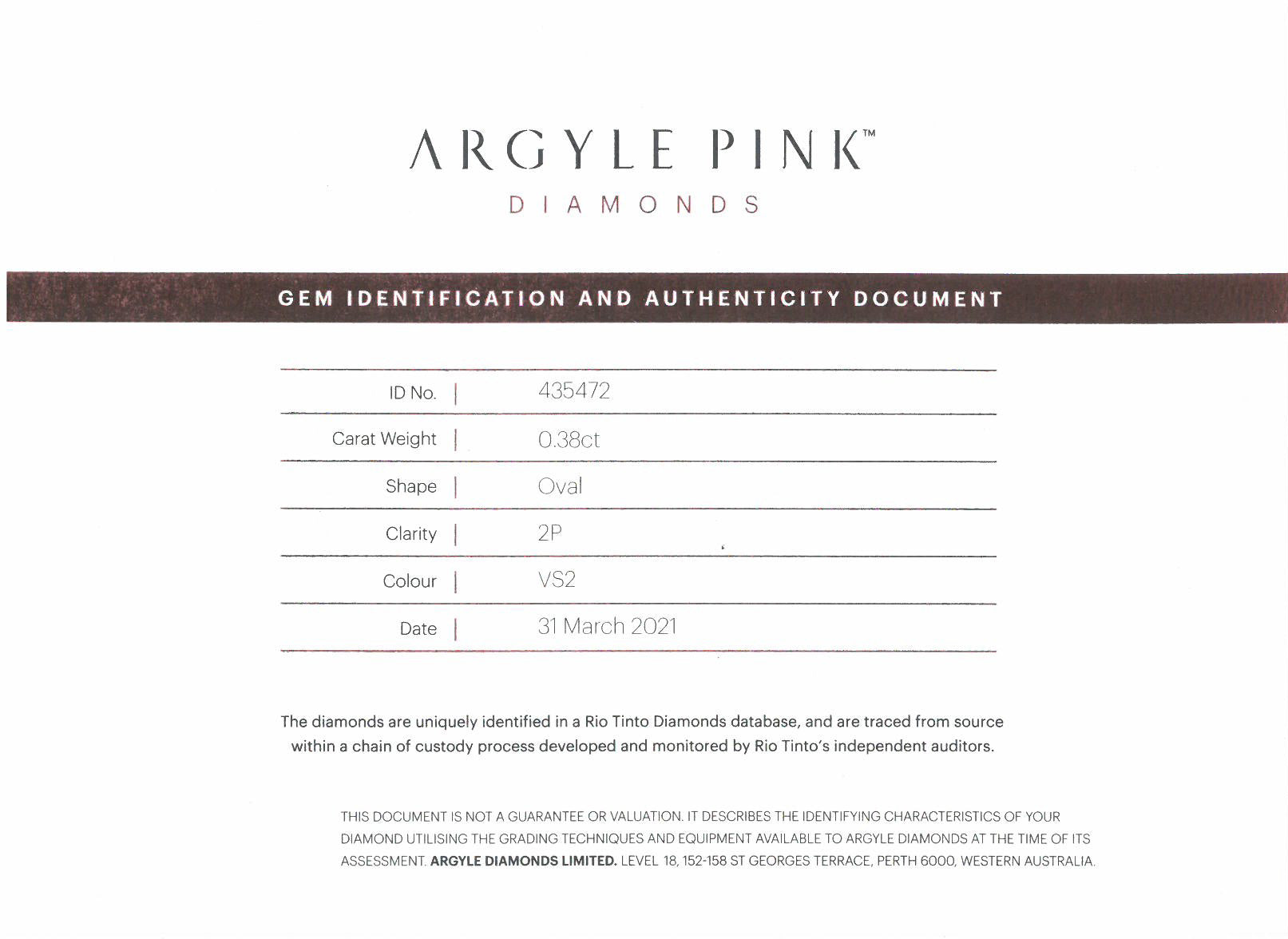 0.38ct Pink Diamond, Oval Shape, VS2 Clarity