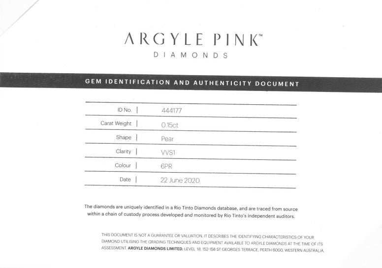 0.30 Carat Fancy Pink Pear Argyle Diamonds