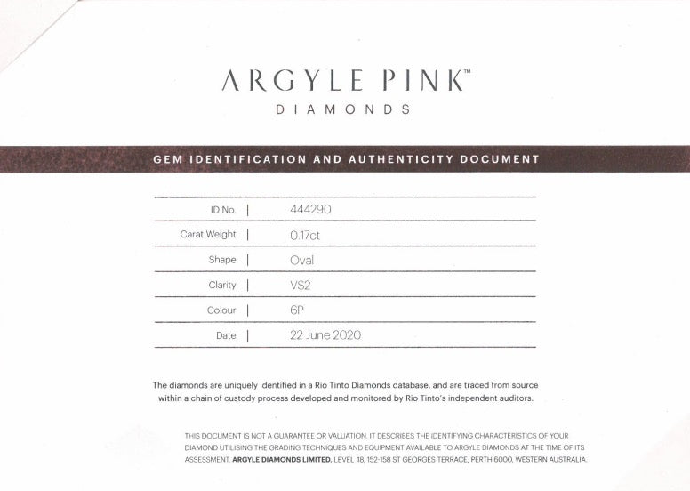 0.17ct Pink Diamond, Oval Shape, VS1 Clarity