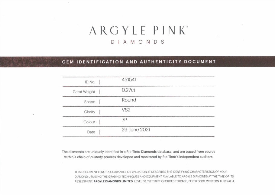 0.27ct Pink Diamond, Round Shape, VS2 Clarity