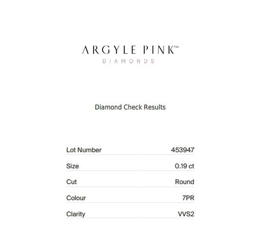 0.19ct Pink Rosé Diamond, Round Shape, VVS2, Argyle