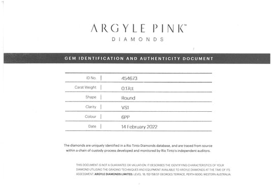 0.17ct Purplish Pink Diamond, Round Shape, VS1 Clarity