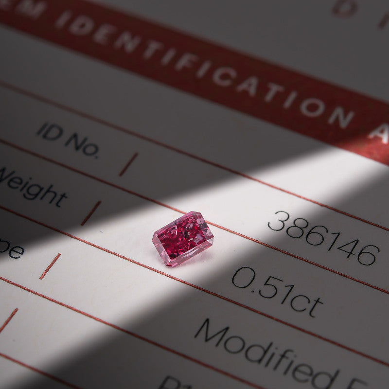 0.51ct Fancy Vivid Purplish Pink Diamond, Emerald Shape, I1, Argyle & GIA