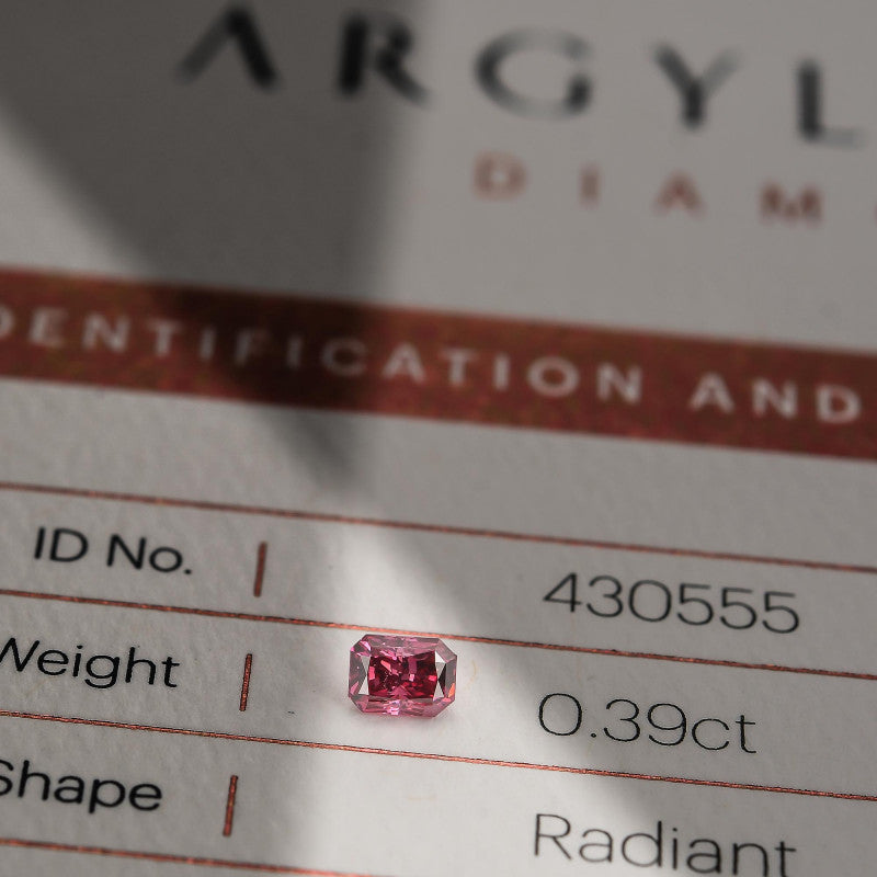 0.39ct Red Diamond, Radiant Shape, I1 Clarity