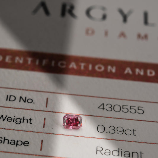 0.39ct Red Diamond, Radiant Shape, I1 Clarity