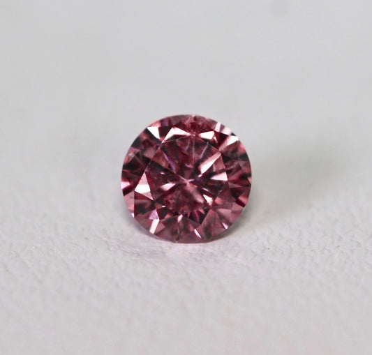 0.36ct Purplish Pink Diamond, Round Shape, VS1 Clarity